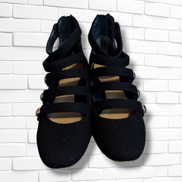 Tory Burch Marisa 40 mm Strappy Pumps Military Gold Buttons Royal Navy Size 8 - Picture 6 of 10